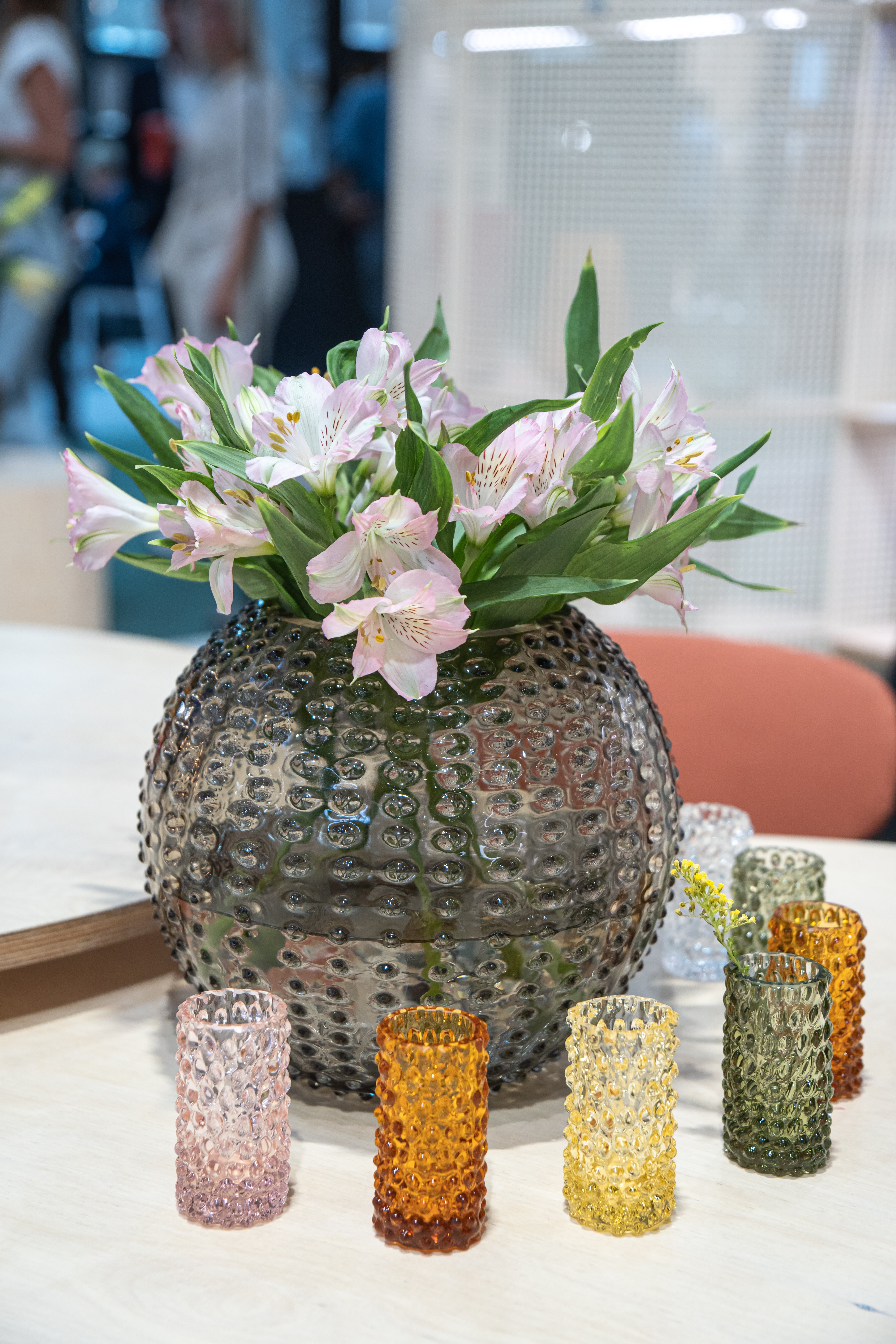 Amber Hobnail Knospenvase