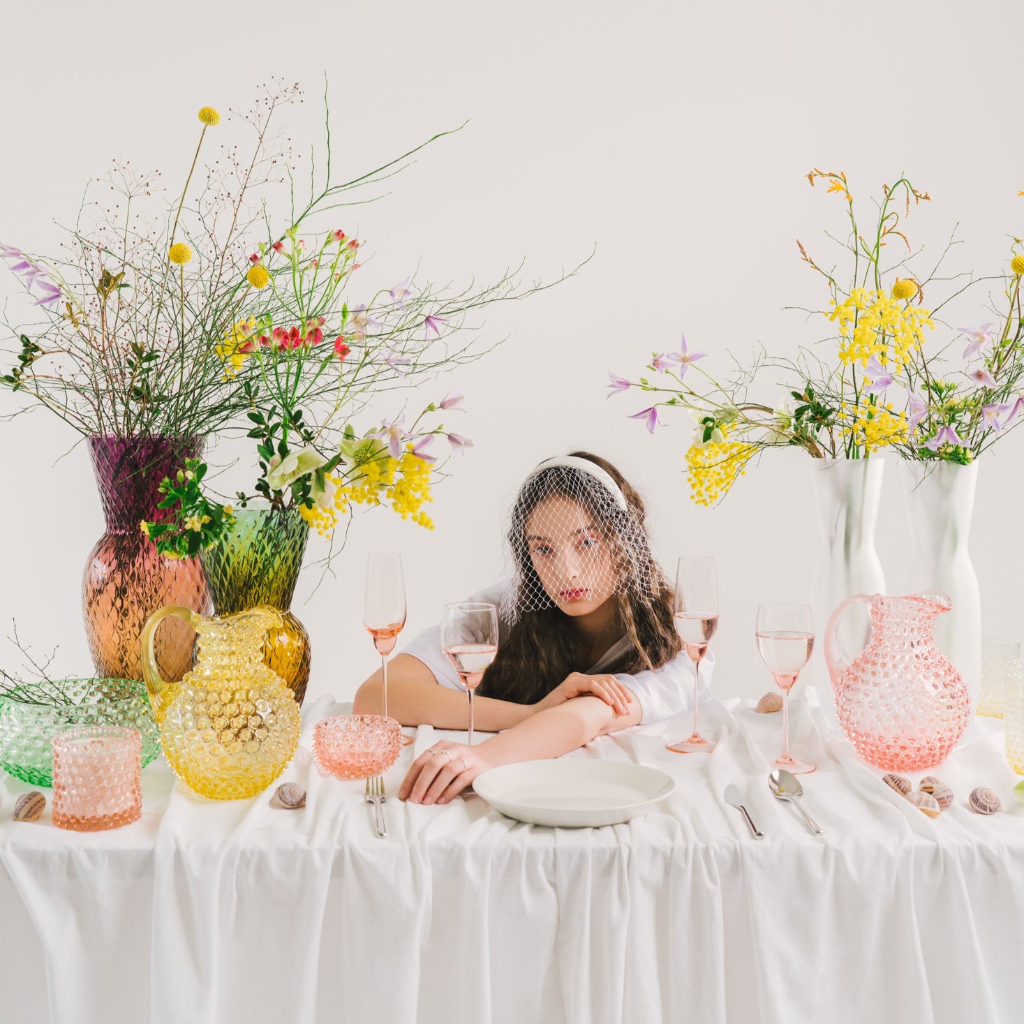 MILE wedding editorial featuring KLIMCHI glassware