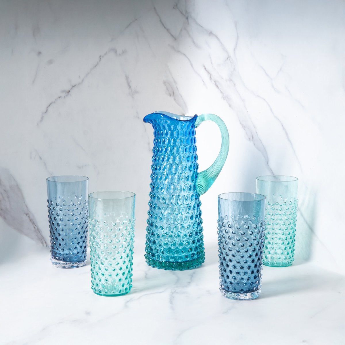 Set of Ocean Hobnail Pitcher with Tall Tumblers - KLIMCHI