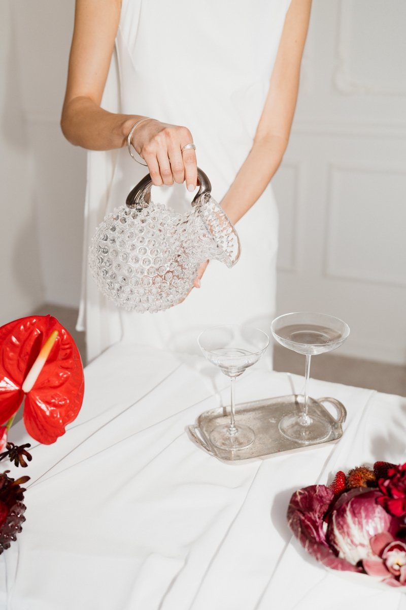 Crystal Hobnail Jug with Platinum Handle - KLIMCHI
