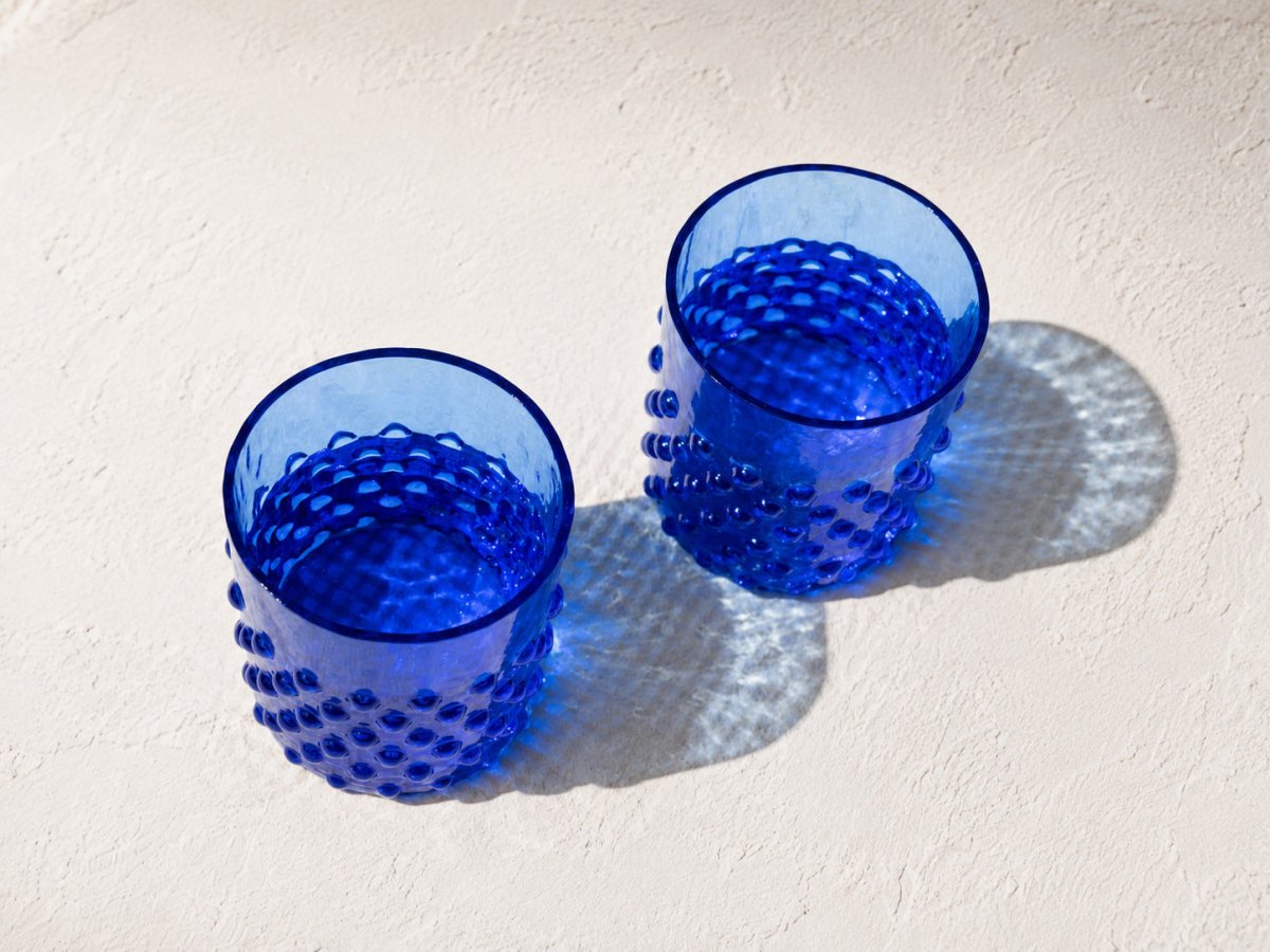 Electric Blue Hobnail Whiskey Glass - KLIMCHI
