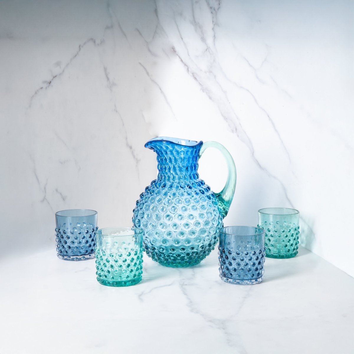 Set of Ocean Hobnail Jug with Whiskey Glasses - KLIMCHI
