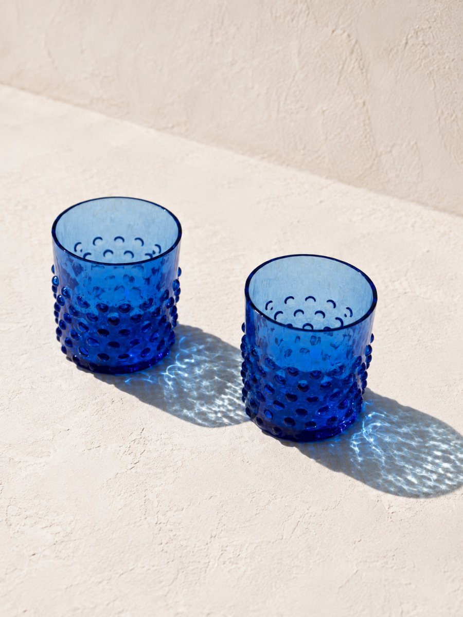 Electric Blue Hobnail Whiskey Glass - KLIMCHI
