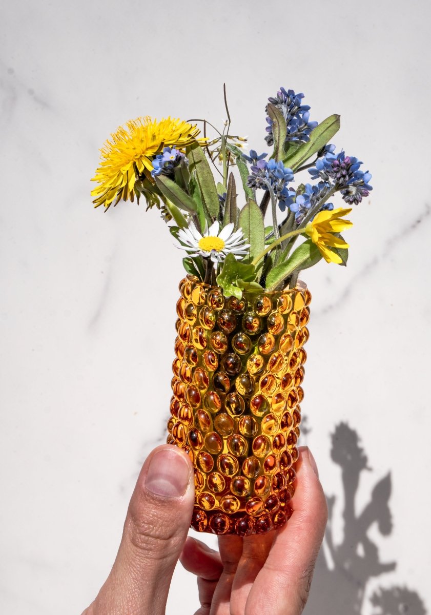 Amber Hobnail Bud Vase - KLIMCHI