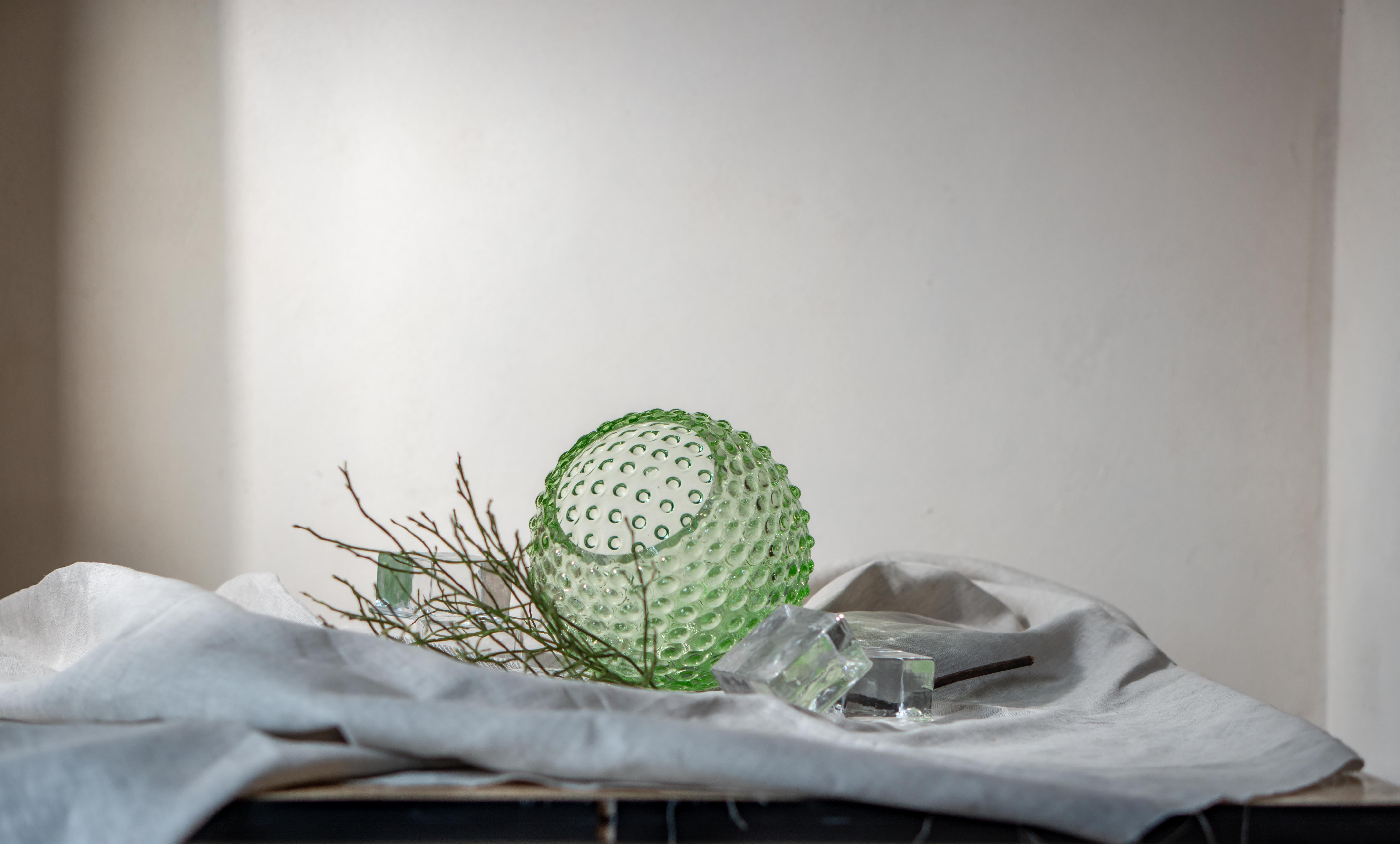 Light Green Hobnail Round Vase