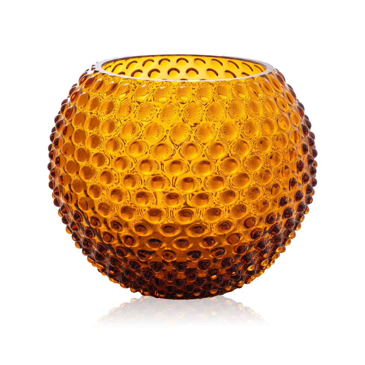 Amber Hobnail Large Round Vase