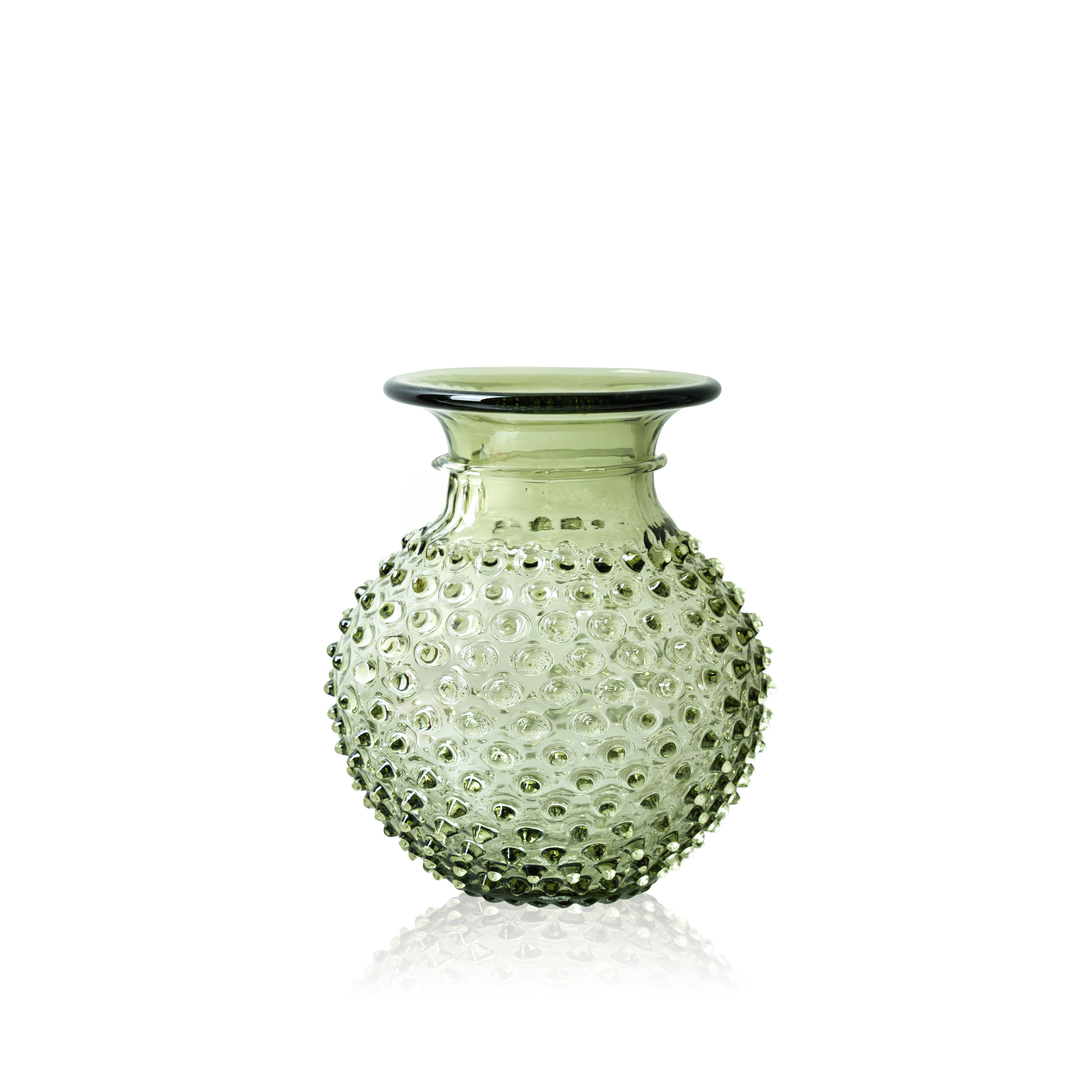 Olive Green Hobnail Collar Vase