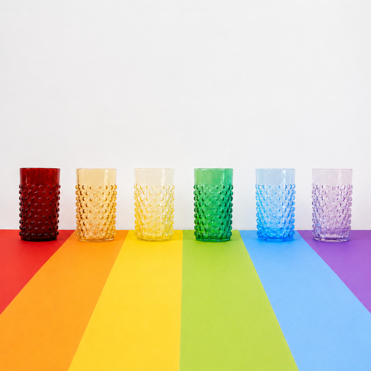 Rainbow box of Hobnail Tumblers