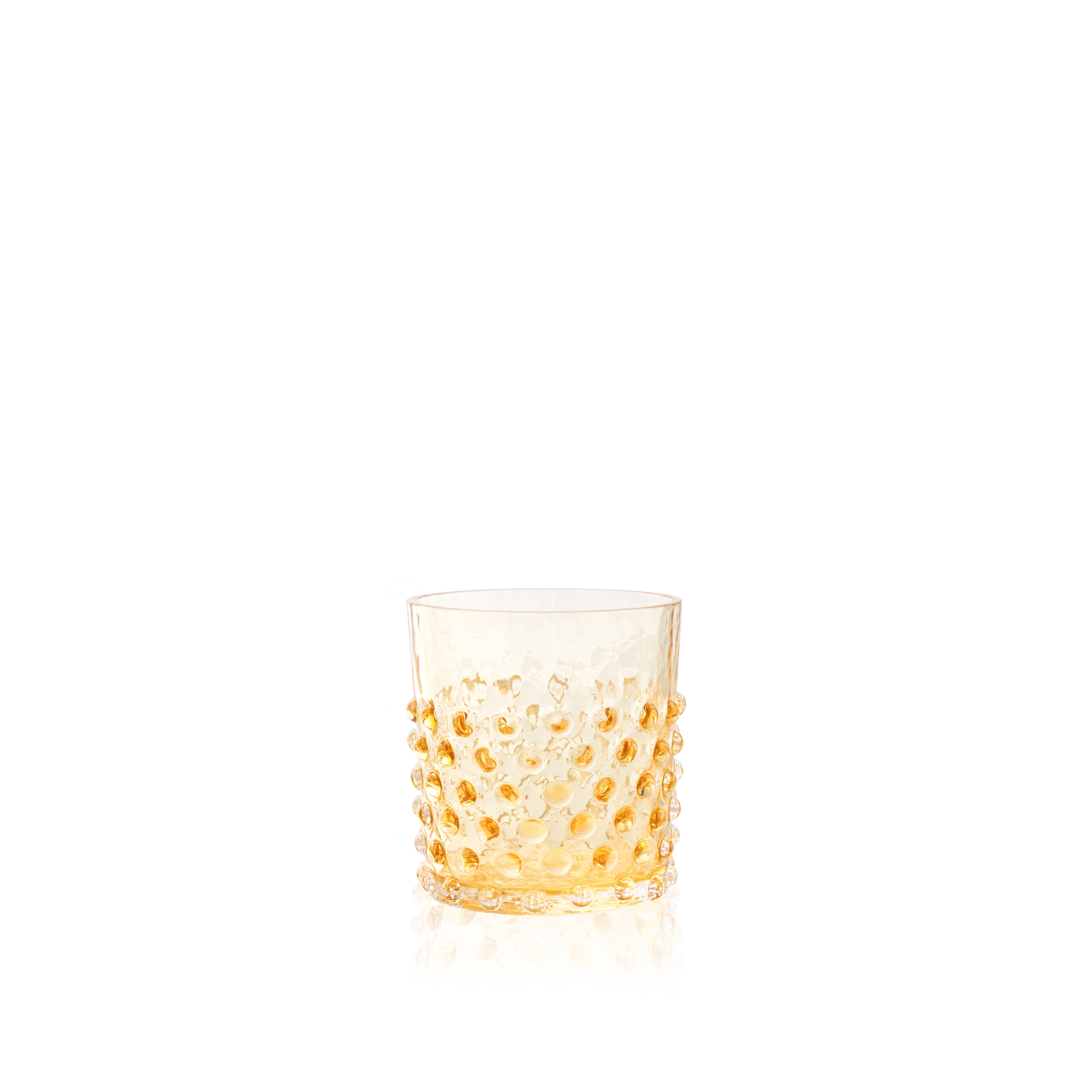Underlay Amber Hobnail Whiskey Glass