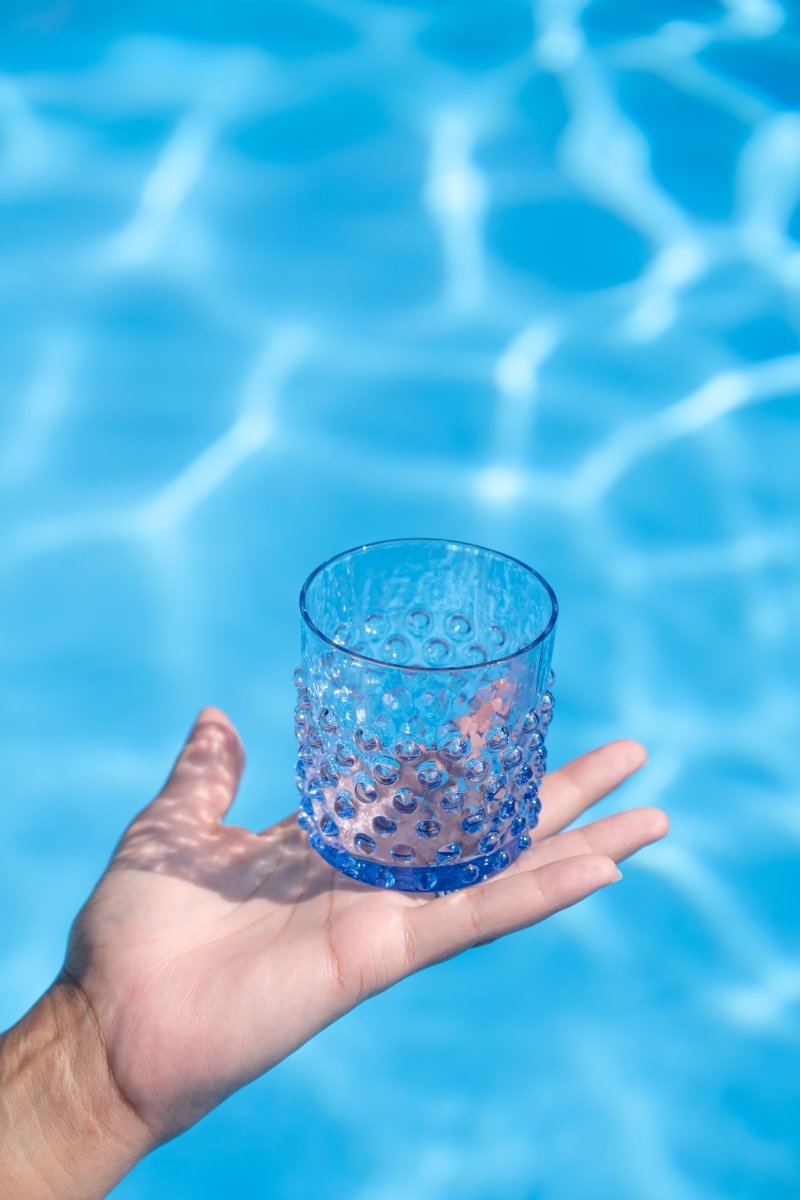 Light Blue Hobnail Whiskey Glasses - KLIMCHI