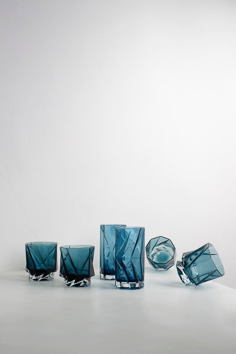 Ghost Highball Glass Underlay Blue Smoke (set of 2) - KLIMCHI