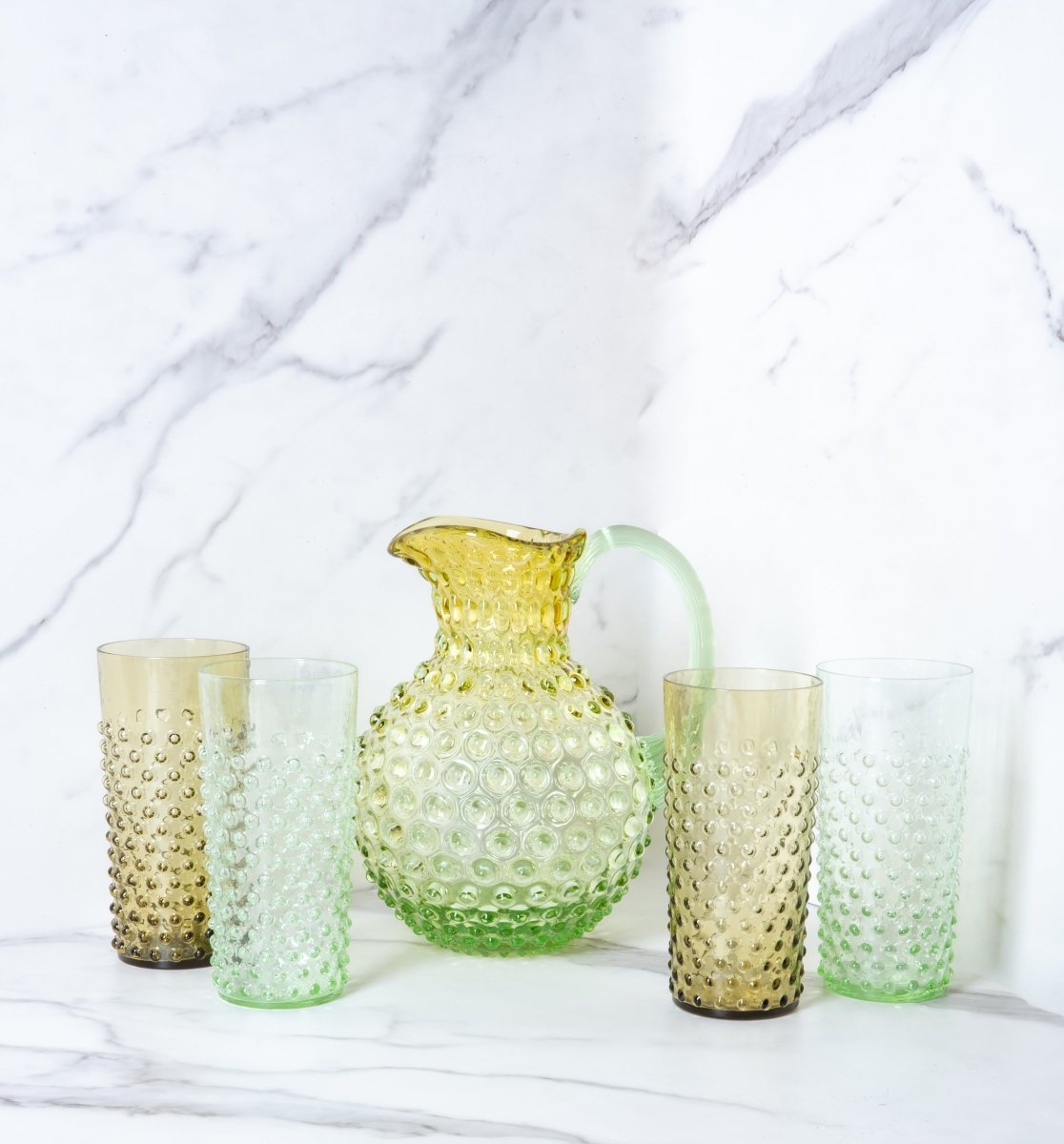 Set of Meadow Hobnail Jug with Tall Tumblers - KLIMCHI