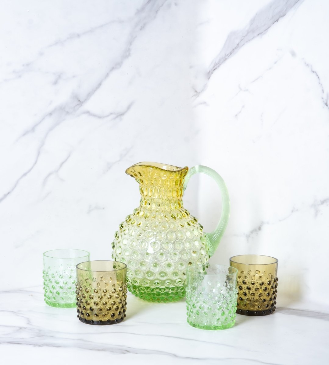 Set of Meadow Hobnail Jug with Whiskey Glasses - KLIMCHI