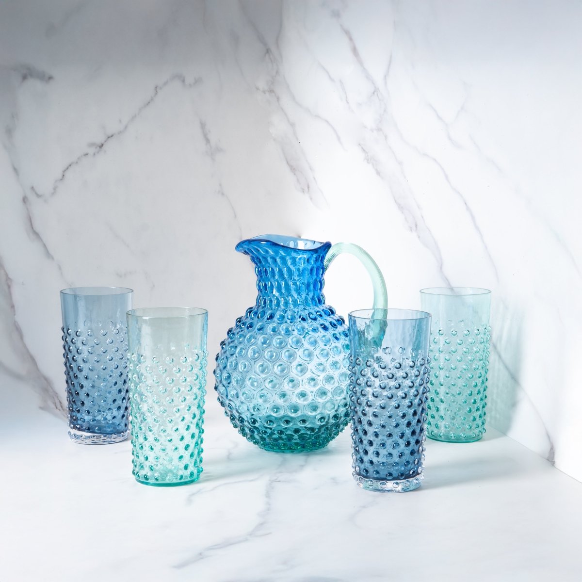 Set of Ocean Hobnail Jug with Tall Tumblers - KLIMCHI