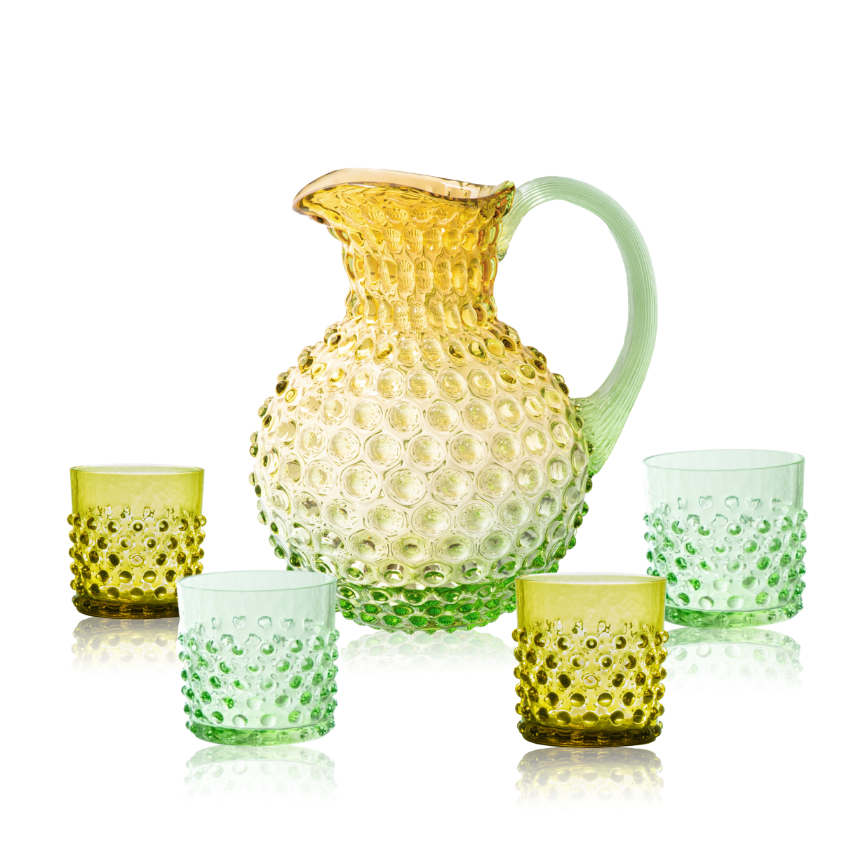 Set of Meadow Hobnail Jug with Whiskey Glasses - KLIMCHI