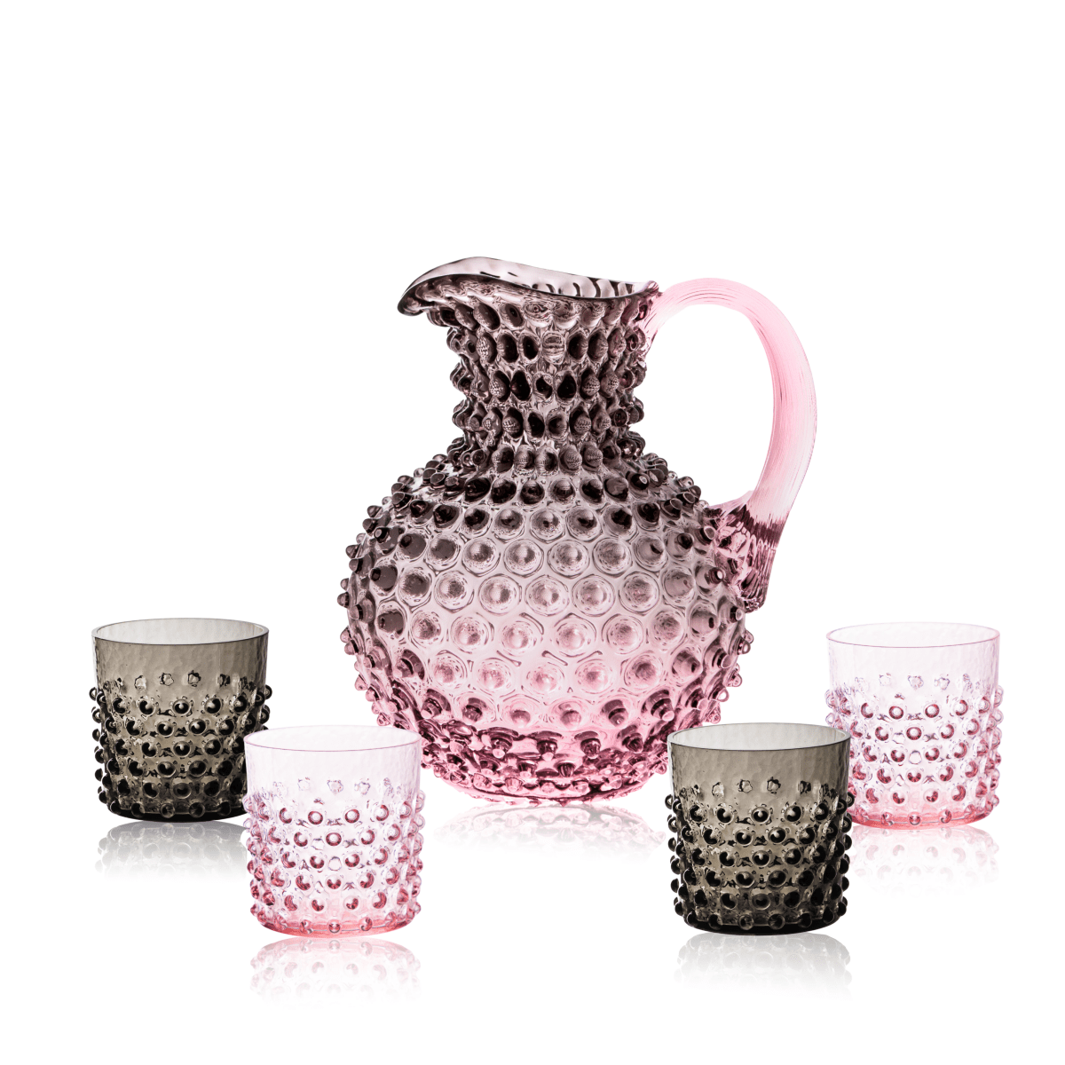 Set of Hobnail Dusk Jug with Whiskey Glasses - KLIMCHI