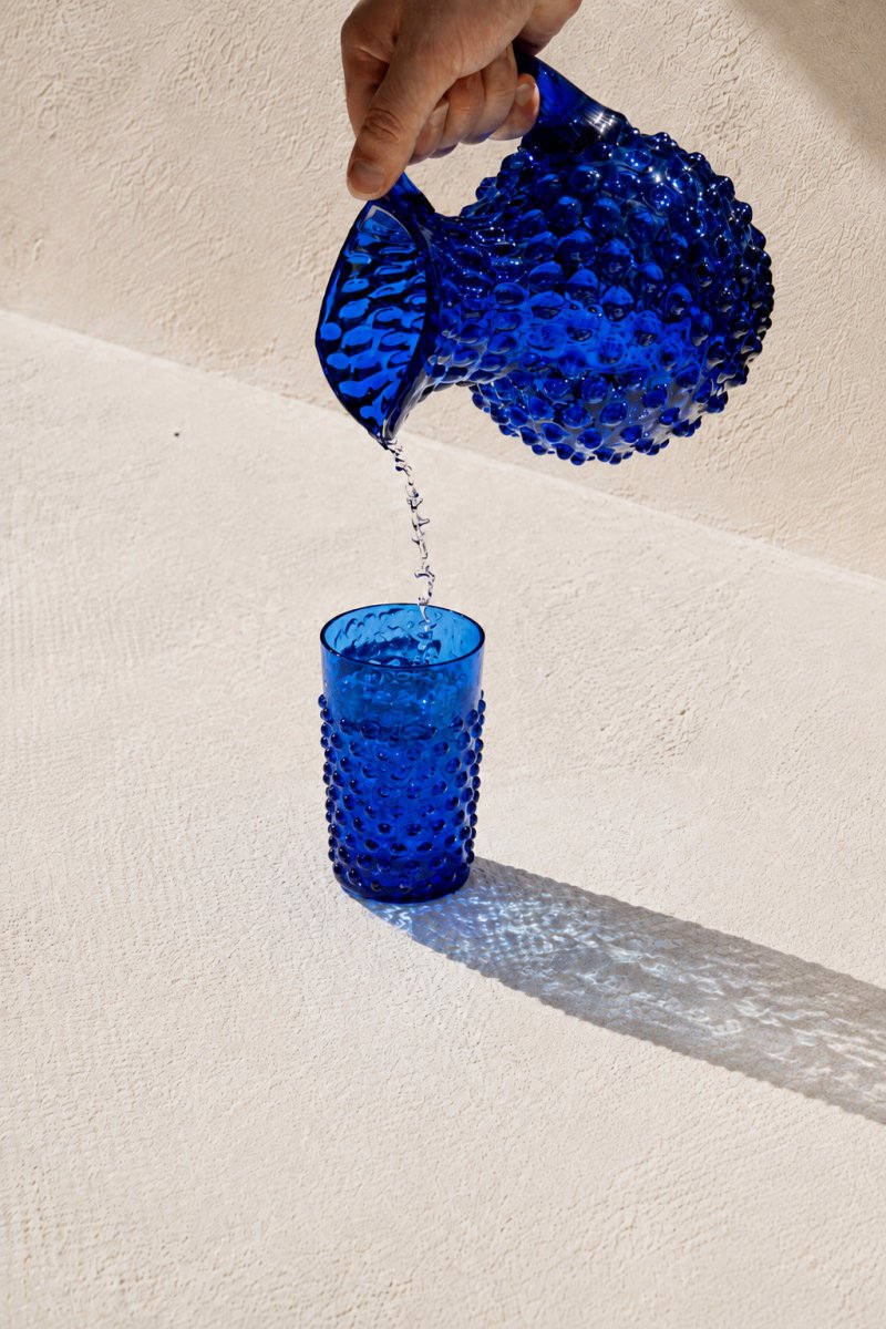 Electric Blue Hobnail Jug Small - KLIMCHI