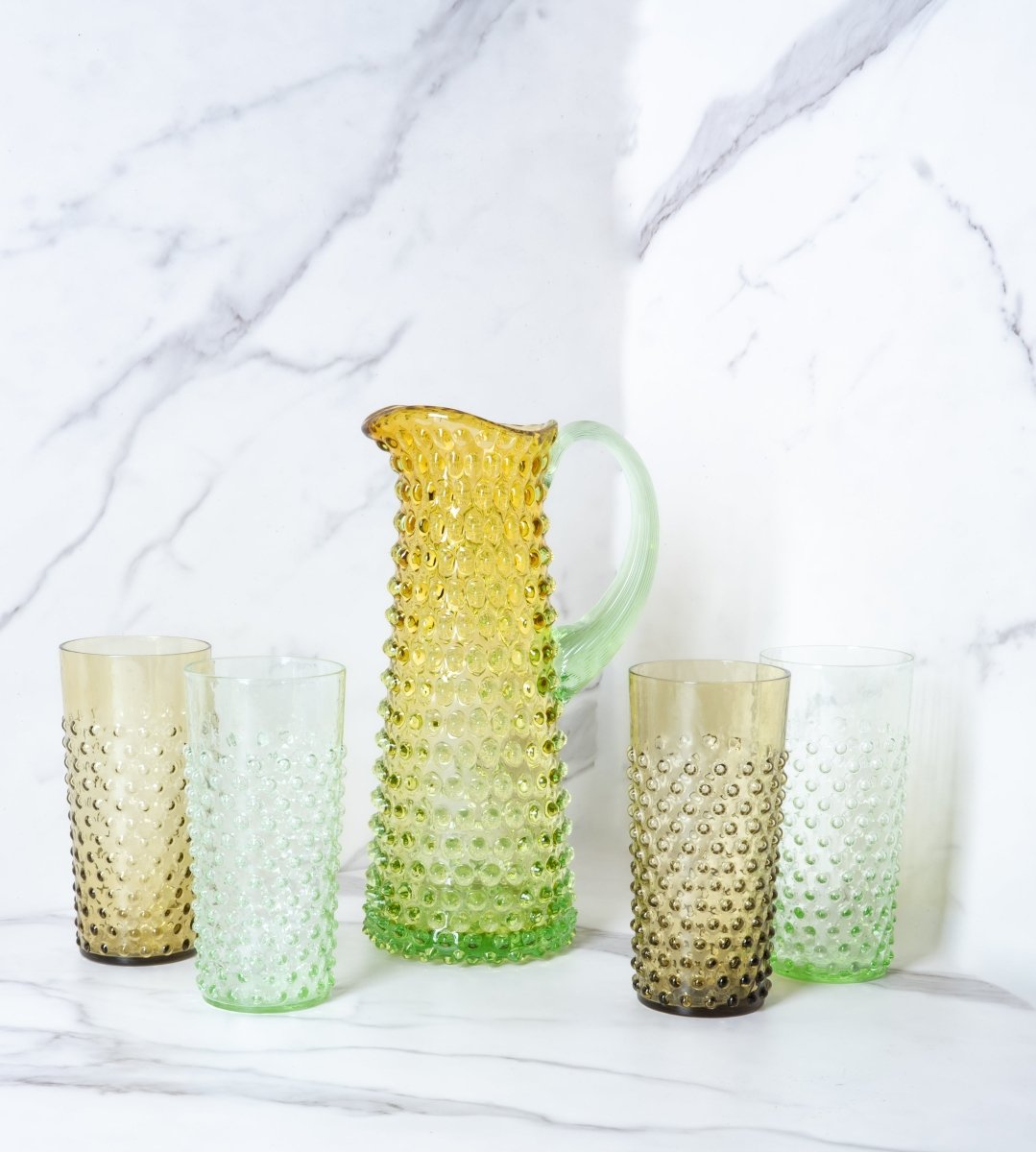 Set of Meadow Hobnail Pitcher with Tall Tumblers - KLIMCHI