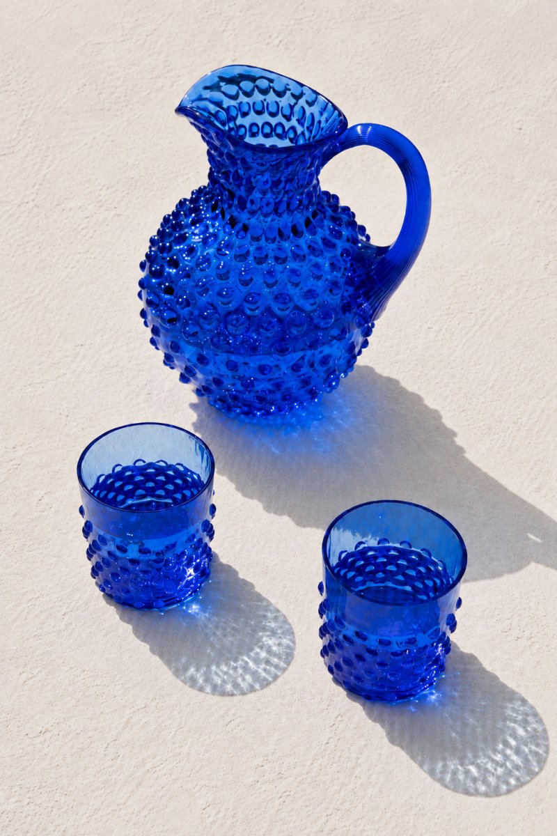 Electric Blue Hobnail Whiskey Glass - KLIMCHI