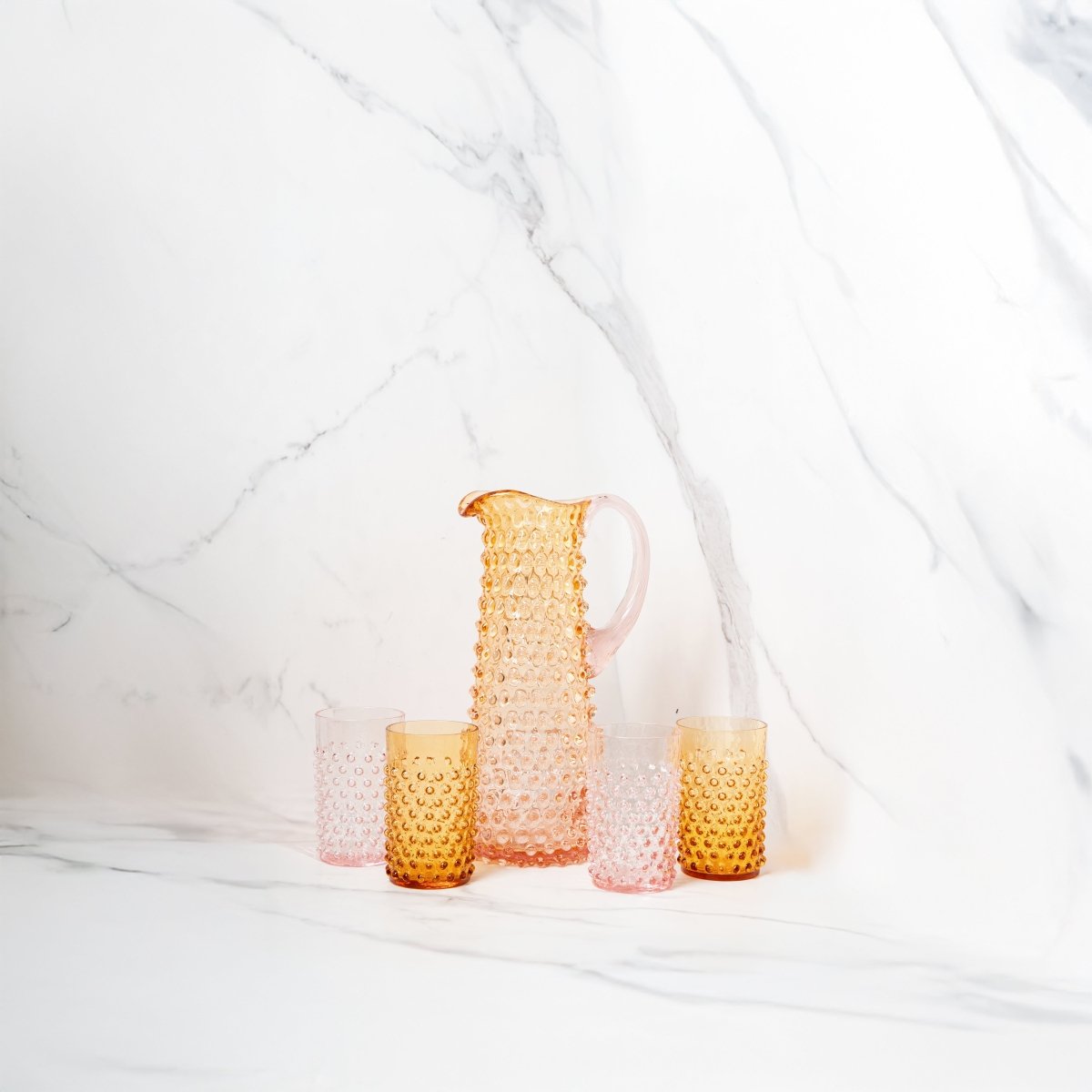Set of Sunrise Hobnail Pitcher with Tumblers - KLIMCHI