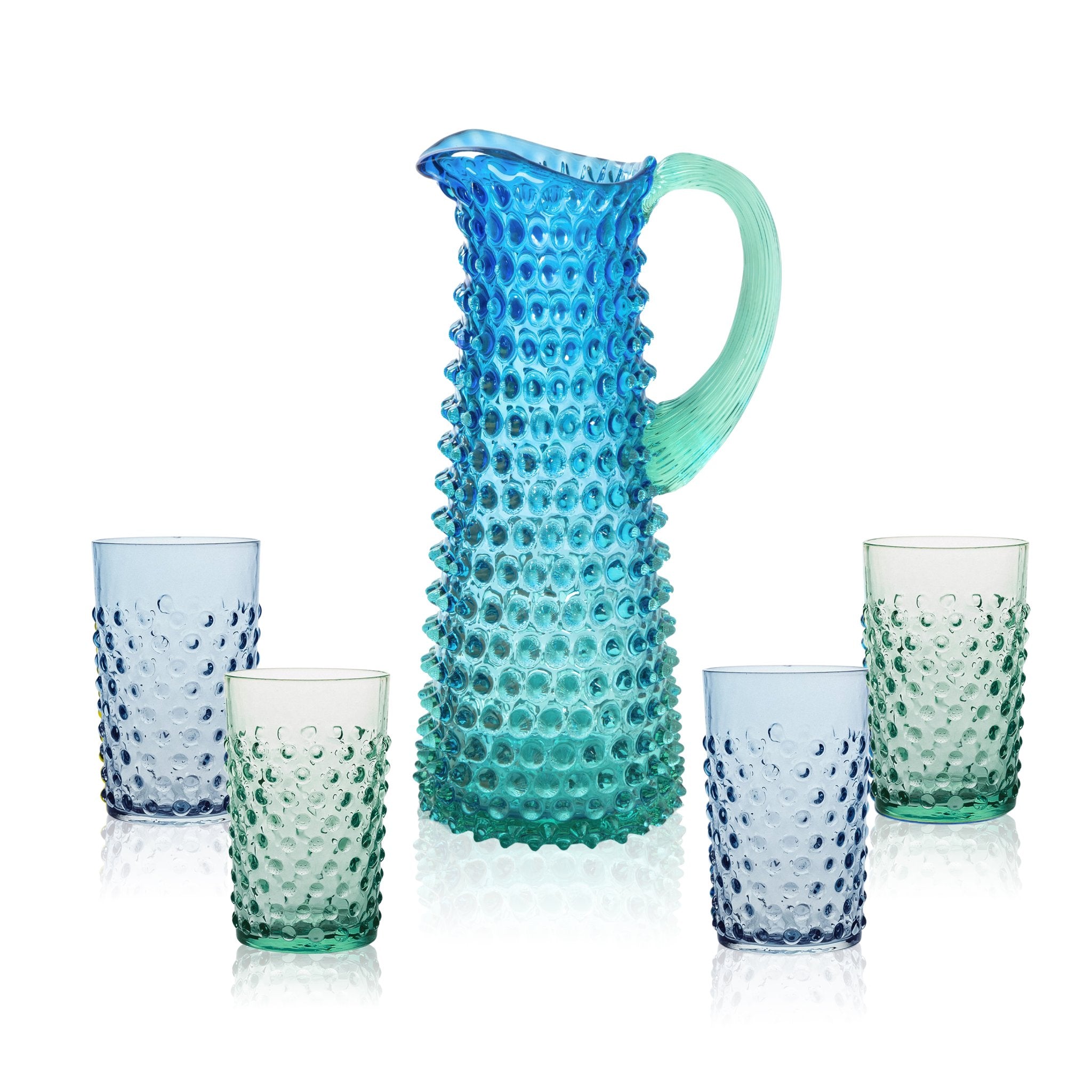 Set of Ocean Hobnail Pitcher with Tumblers