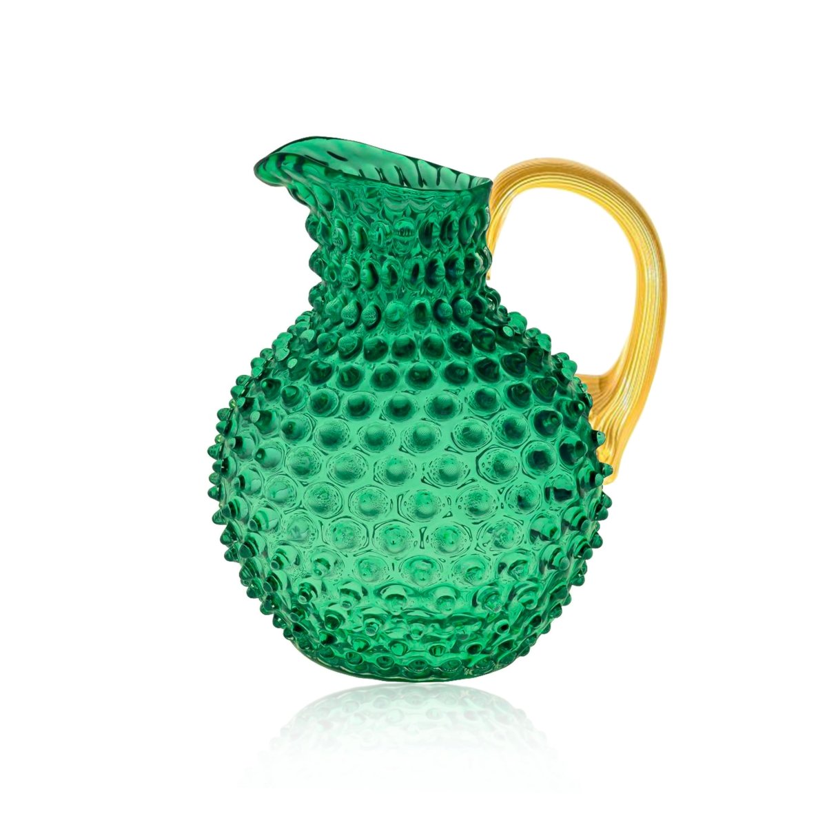 Underlay Blue Smoke Hobnail Jug with Shiny Gold Handle | KLIMCHI