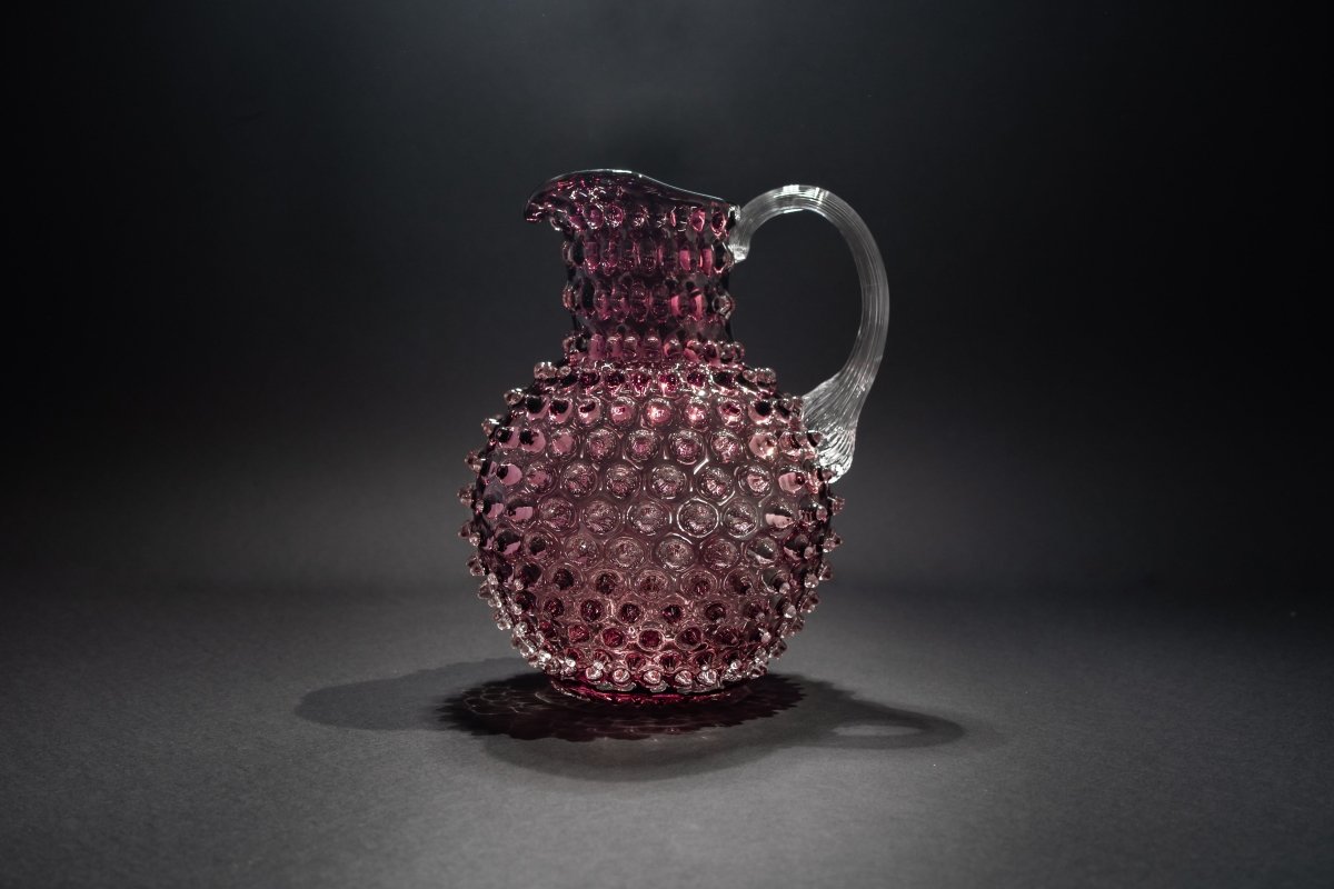 Underlay Violet Hobnail Jug on a black floor