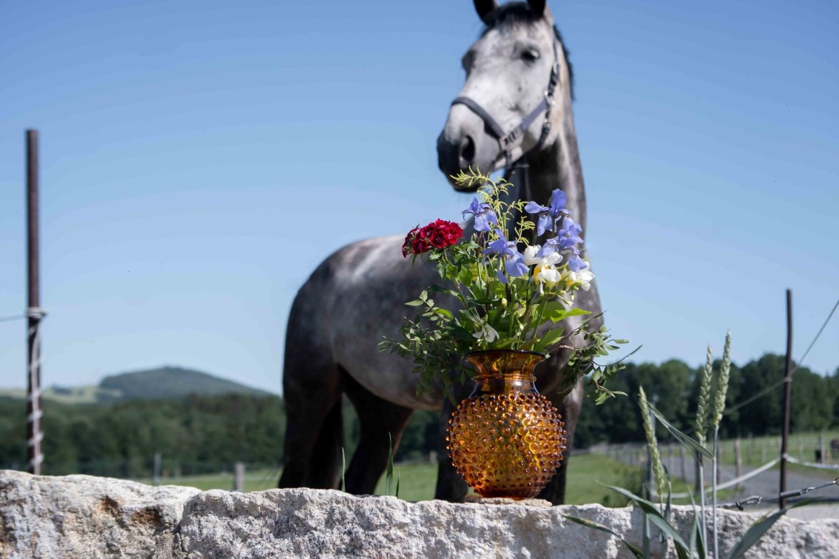 Amber Hobnail Collar Vase - KLIMCHI