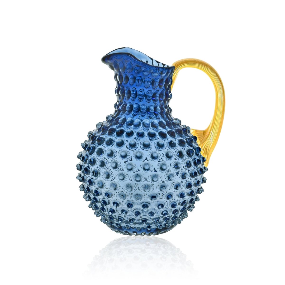 Underlay Blue Smoke Hobnail Jug with Shiny Gold Handle - KLIMCHI