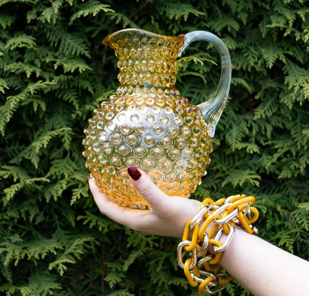 Underlay Amber Hobnail Jug - KLIMCHI