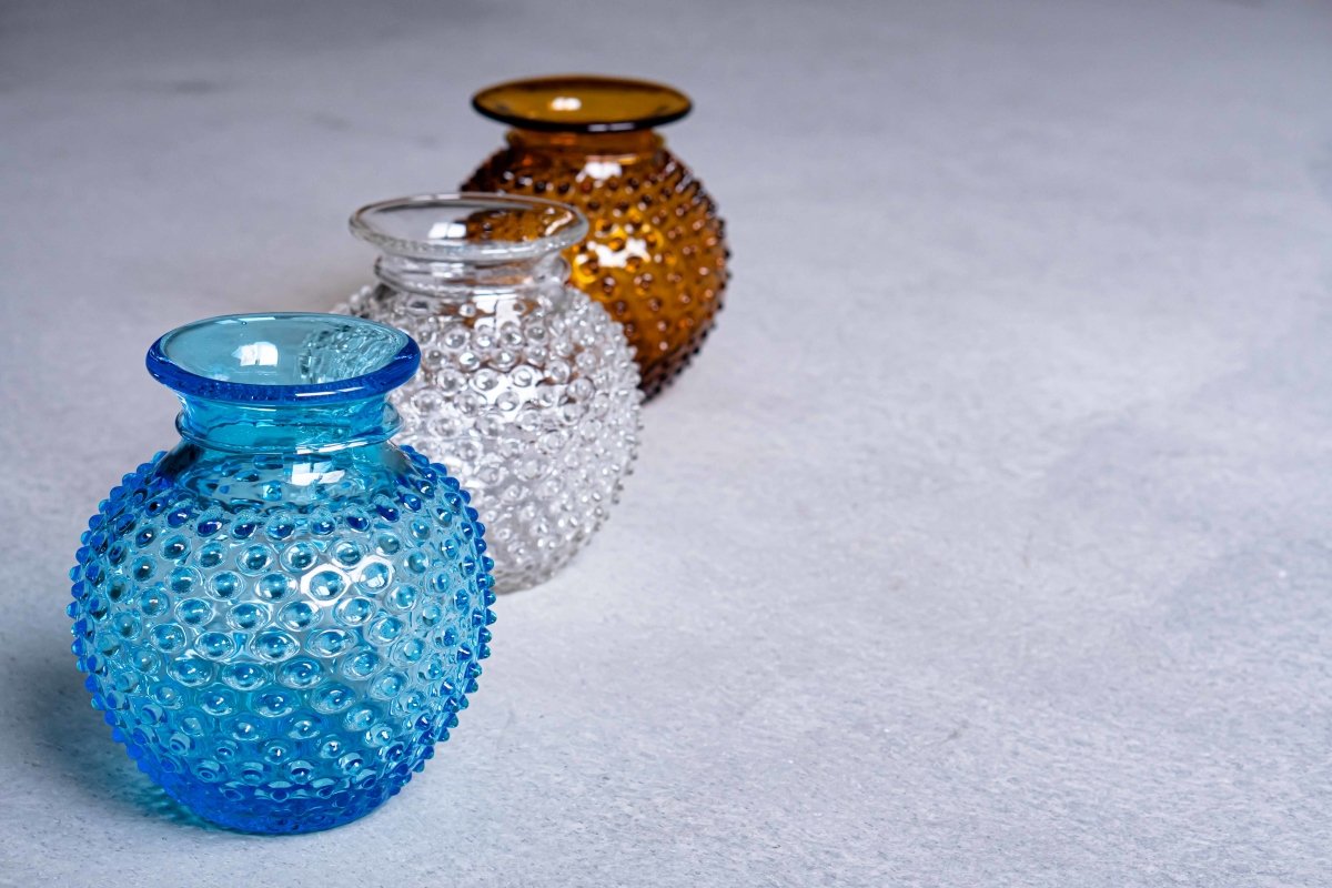 Azure Hobnail Collar Vase - KLIMCHI