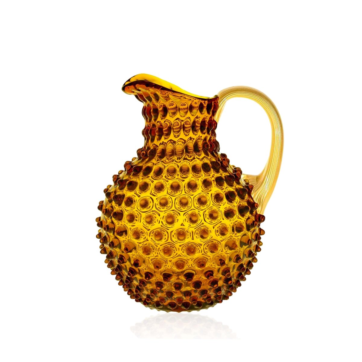 Amber Hobnail Jug with Shiny Gold Handle - KLIMCHI