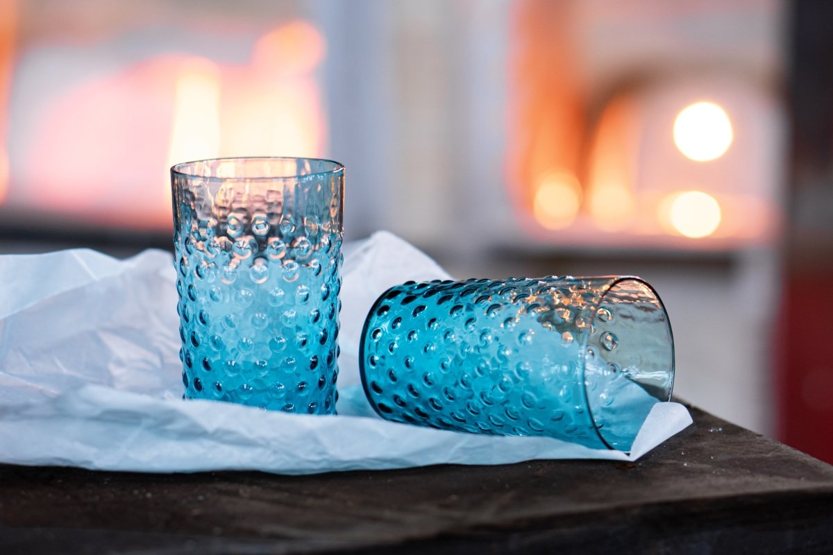 Aquamarine Hobnail Tumblers - KLIMCHI