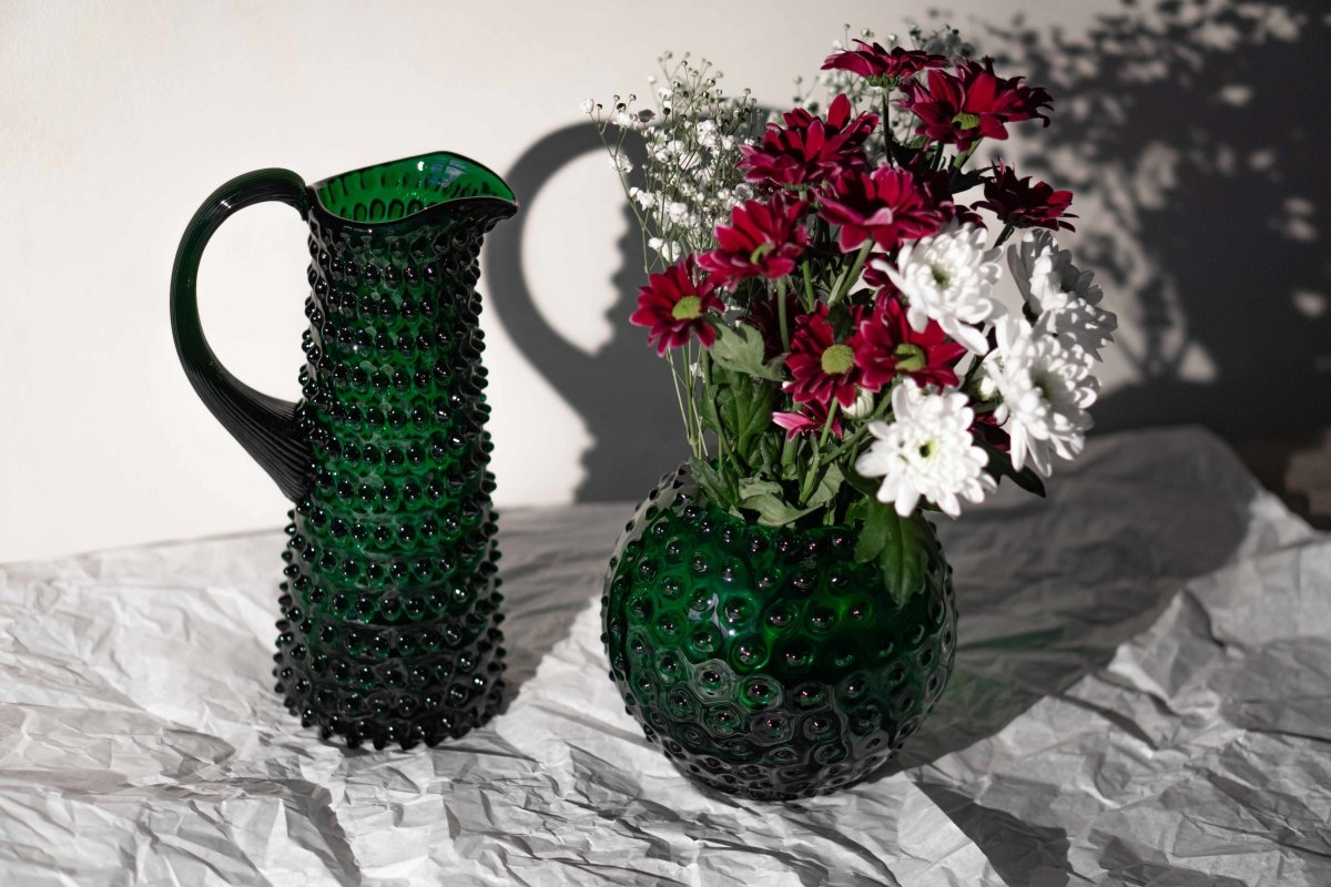 Dark Green Hobnail Jug Tall - KLIMCHI