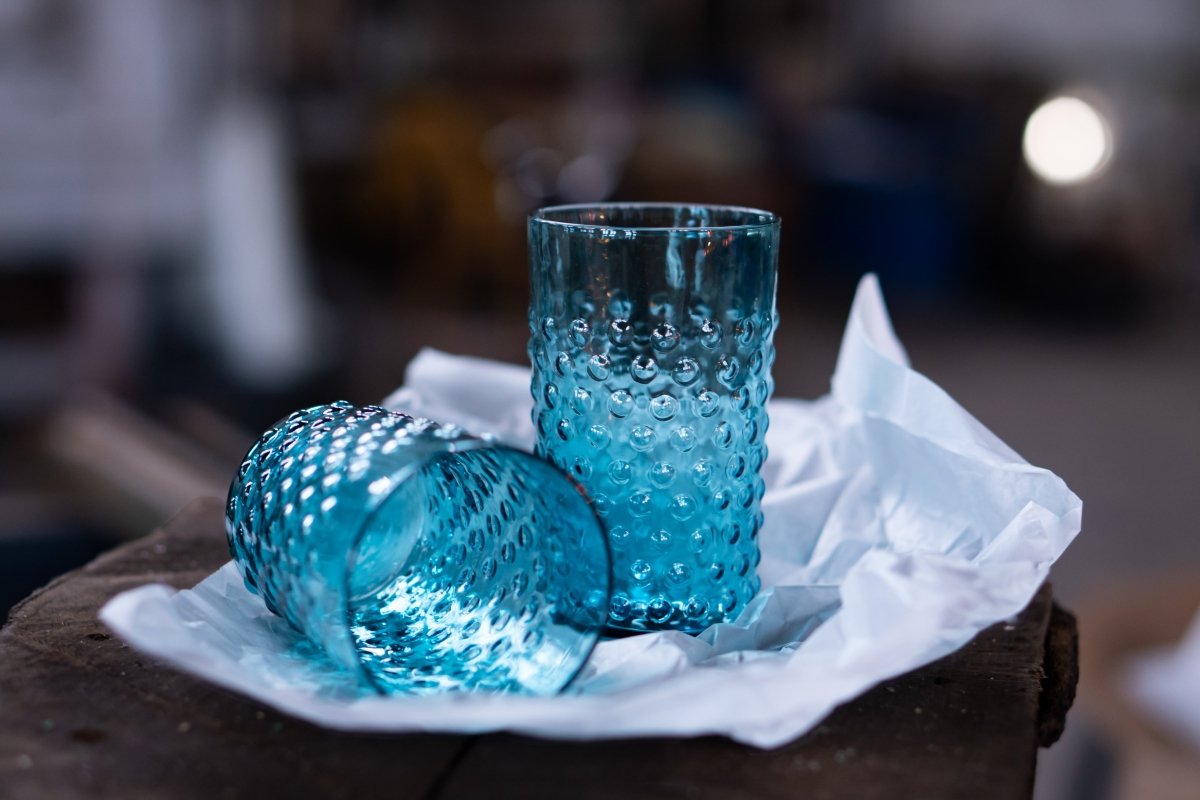 Aquamarine Hobnail Tumblers - KLIMCHI